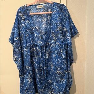 Miraclesuit Blue and White Floral Blouse